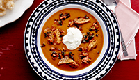 Pumpkin Soup with Chorizo Migas 