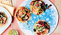 Roasted Salmon tacos Baja med style with fragrant cucumber salsa 